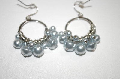 +MBA #19-304  Majestic Blue Simulated Pearl Earrings