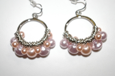 +MBA #19-463  Majestic Pale Two Tone  Pink Simulated Pearl Earrings