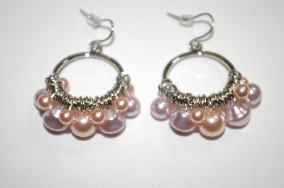 +MBA #19-463  Majestic Pale Two Tone  Pink Simulated Pearl Earrings