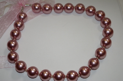 +MBA #19-269  Large Mauve Acrylic Pearls With Ribbion Tie