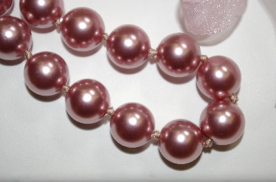 +MBA #19-269  Large Mauve Acrylic Pearls With Ribbion Tie