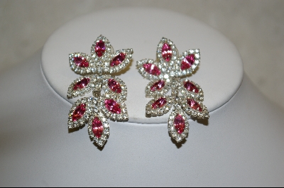 +Pink & Clear Crystal Drop Earrings