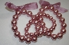 +MBA #19-276  Set Of 3 Mauve Acrylic Pearl Stretch Bracelets