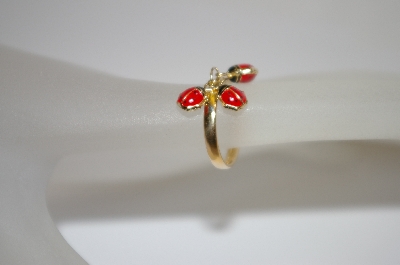 +MBA #19-624  14K Yellow Gold Red Enameled Lady Bug Ring