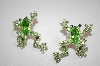 +MBA #19-174  Green Crystal Frog Earrings