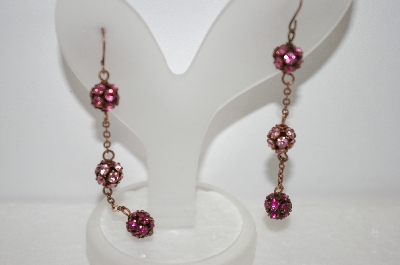 +MBA #19-178  Pink Crystal Ball Drop Earrings