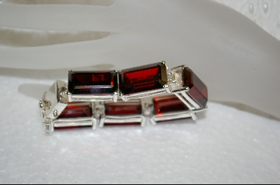 +MBA #GCZ  Large Sterling Garnet Colored CZ Bracelet