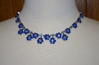+MBA #20-534  Two Shades Of Blue Crystal Necklace & Matching Earrings