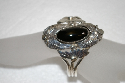 +MBA #20-703  Artist "DB"  Signed Fancy Sterling & Black Onyx Cuff Bracelet