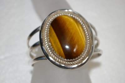 + MBA #20-700  "Artist "R&B Johnson" Signed Large Tiger Eye Sterling Cuff Bracelet
