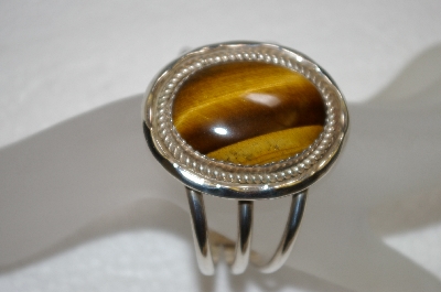 + MBA #20-700  "Artist "R&B Johnson" Signed Large Tiger Eye Sterling Cuff Bracelet