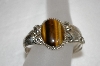 +MBA #20-696  Artist "JOHN MIKE"  Signed Fancy Sterling Tiger Eye Cuff Bracelet