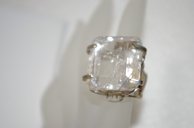 +MBA #20-566  Large Rudilated Clear Quartz Wire Wrapped Ring