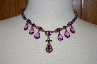 +MBA #20-626  Purple & Pink Acrylic Crystal Drop Necklace