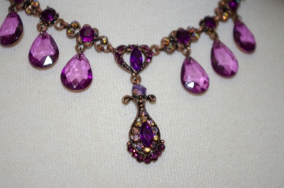 +MBA #20-626  Purple & Pink Acrylic Crystal Drop Necklace