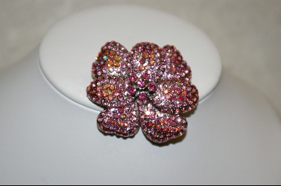 +  Large Pink Crystal Flower Brooch