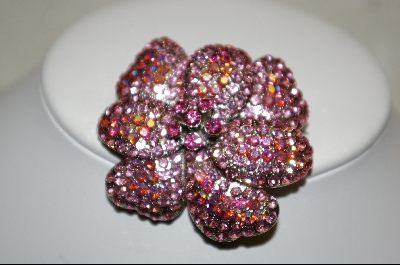 +  Large Pink Crystal Flower Brooch