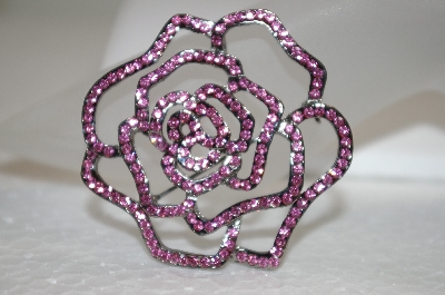 +MBA #20-608  Pink Crystal Rose Pin/Pendant