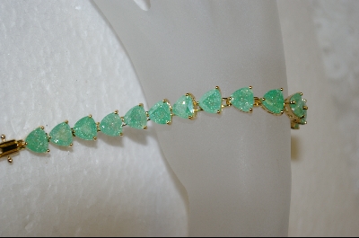 +  18Kt Over Sterling Green Glitter Glass Bracelet