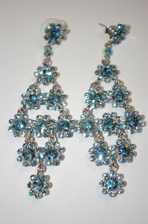 +MBA #20-646  Fancy Aqua Blue Dangle Crystal Earrings