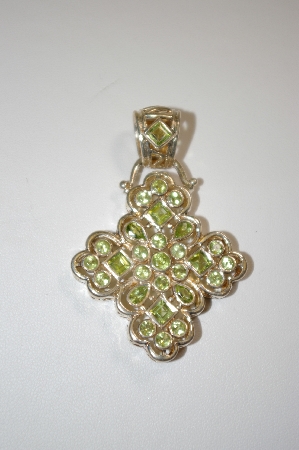 +MBA #20-689  Fancy 28 Stone Peridot Sterling Cross Pendant