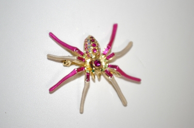 +MBA #20-605  Pink Crystal Spider Pin