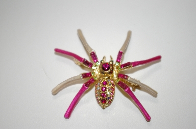 +MBA #20-605  Pink Crystal Spider Pin