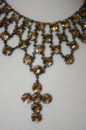 +MBA #20-672  "Harianna Citrine Colored Crystal Cross Necklace