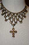 +MBA #20-672  "Harianna Citrine Colored Crystal Cross Necklace
