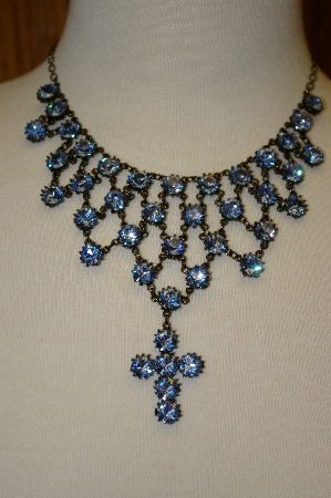 +MBA #20-652  "Harianna Blue Austrian Crystal Cross Necklace