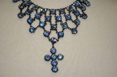 +MBA #20-652  "Harianna Blue Austrian Crystal Cross Necklace