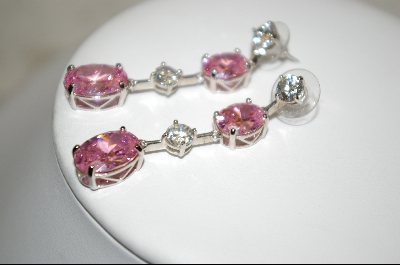 +  Charles Winston Oval Cut Pink & Clear Cz Pierced Earrings