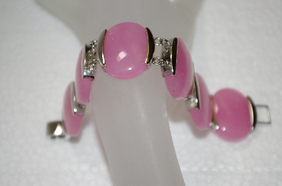 +MBA #20-611  "6 Stone Pink Jade Sterling Bracelet