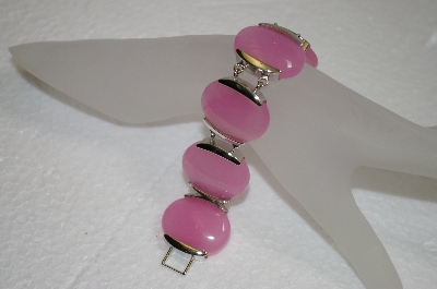 +MBA #20-611  "6 Stone Pink Jade Sterling Bracelet