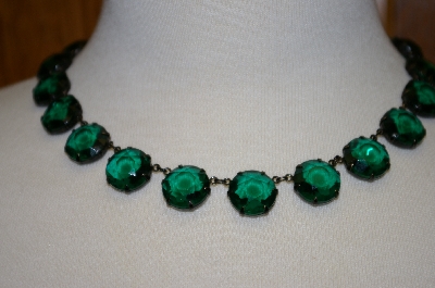 +MBA #20-537  "Green Glass 18" Antique Necklace