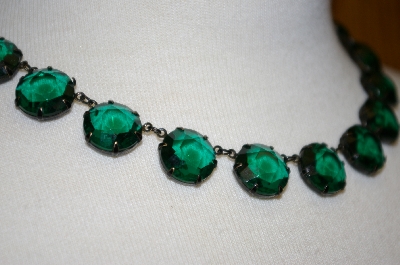 +MBA #20-537  "Green Glass 18" Antique Necklace
