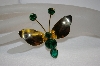 +MBA #20-543  "Gold Plated Green Crystal Butterfly Pin