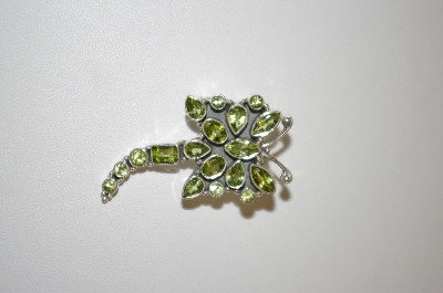 +MBA #20-362A  Beautiful 18 Stone Peridot Butterfly Pin/Pendant