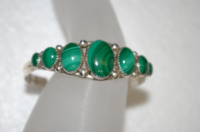 +MBA #20-706  Artist "MKM "  Signed Malachite 7 Stone Sterling Cuff Bracelet