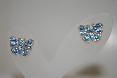 +MBA #20-380  Blue Crystal Butterfly Earrings