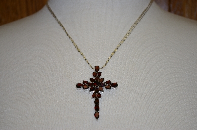 +MBA #20-264   11.65 Ct Garnet Cross Pendant With 18" Chain