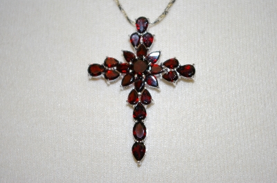 +MBA #20-264   11.65 Ct Garnet Cross Pendant With 18" Chain