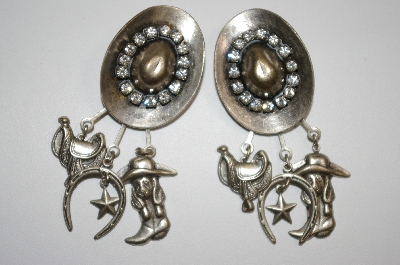 +MBA #20-316  Crystal Cowboy Hat Charm Earrings