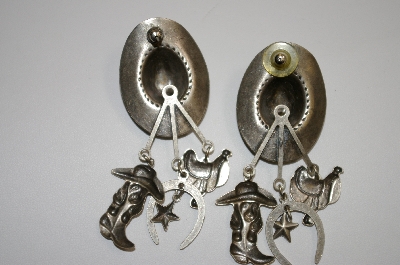 +MBA #20-316  Crystal Cowboy Hat Charm Earrings
