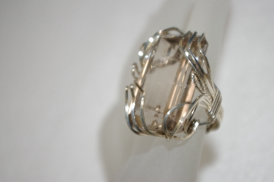 +MBA #20-289  Fancy Sterling Wire Wrapped Quartz Ring