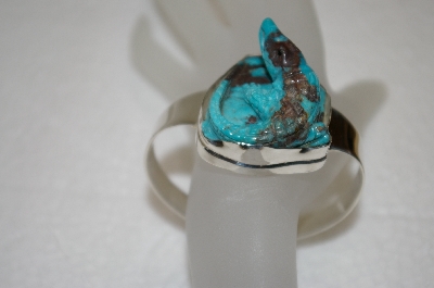 +MBA #20-327  "Large Blue Turquoise Alligator Cuff Bracelet