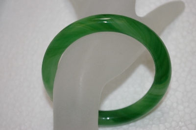+MBA #20-092  Another Dark Green Mixed Glass Bangle Bracelet
