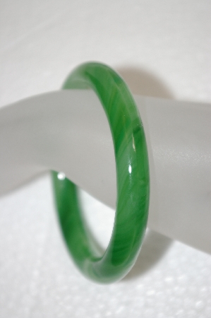 +MBA #20-092  Another Dark Green Mixed Glass Bangle Bracelet