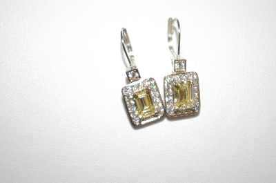 +MBA #20-356  "HVE" Yellow & Clear Crystal CZ Earrings