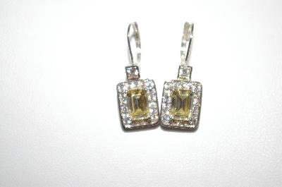+MBA #20-356  "HVE" Yellow & Clear Crystal CZ Earrings